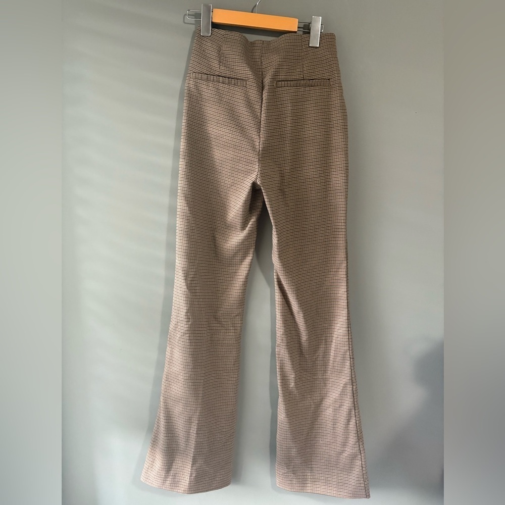 H&M size 2 Tan Wide Leg Plaid Effortless Coffee Business Women's Pants - Picture 5 of 8